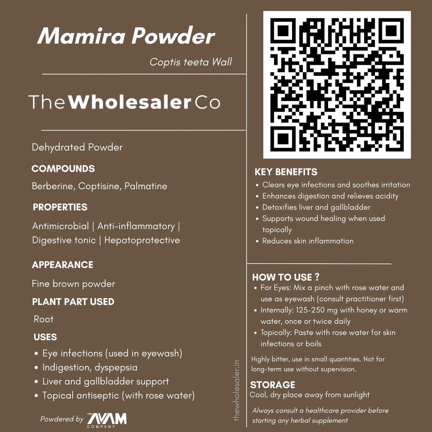 Mamira Powder - Coptis teeta Wall Bulk Supplier@TheWholesaleCo Prices