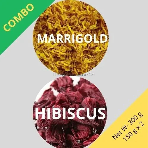 Marigold & Hibiscus - Tagetes & Hibiscus sabdariffa - 150 g x 2 - Dried Flower Combo | TheWholesalerCo |