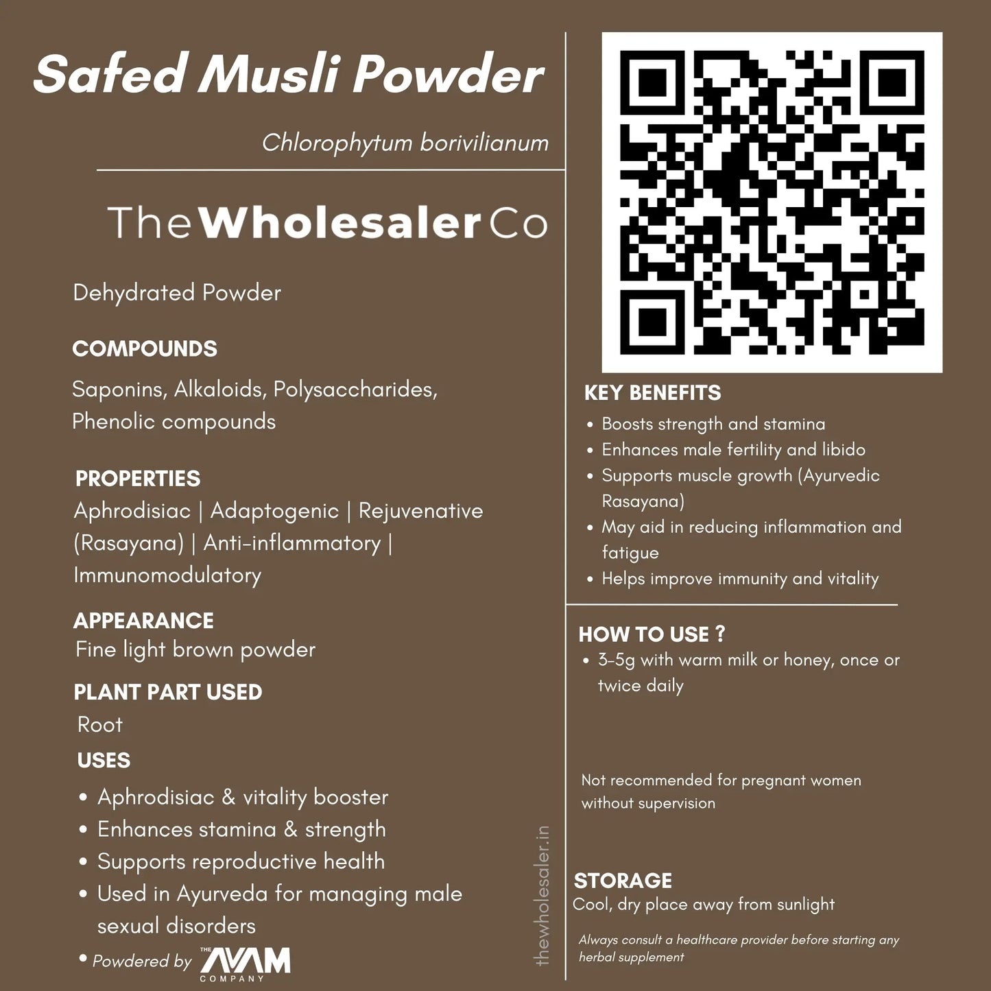Safed Musli Powder - Chlorophytum borivilianum Bulk Supplier@TheWholesaleCo Prices