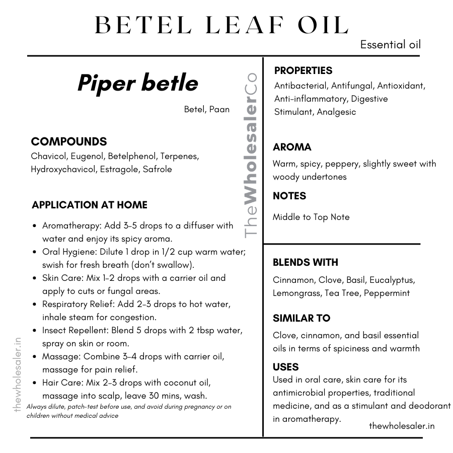 Betel leaf Oil - Piper betle