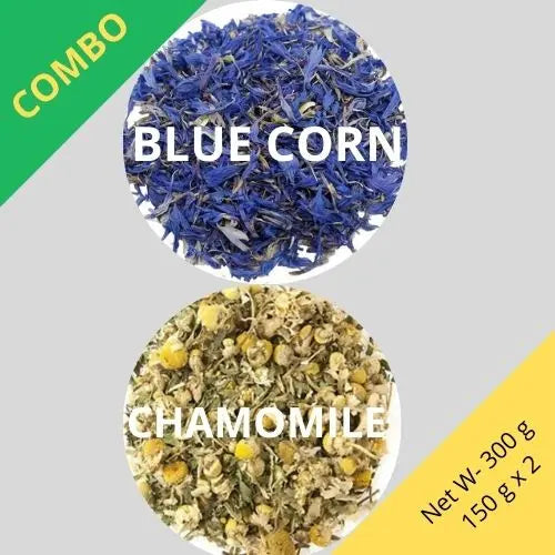 Blue Cornflower & Chamomile - Centaurea Cyanus & Matricaria chamomilla -150 g x 2 - Dried Flower Combo | TheWholesalerCo |