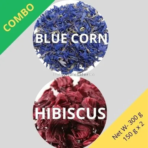 Blue cornflower & Hibiscus - Centaurea cyanus & Hibiscus sabdariffa - Dried Flower Combo | TheWholesalerCo |