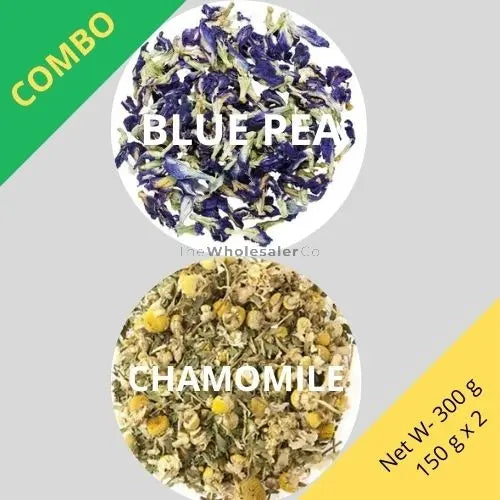 Butterfly Blue Pea & Chamomile - Clitoria Ternatea & Matricaria chamomilla -150 g x 2 - Dried Flower Combo | TheWholesalerCo |