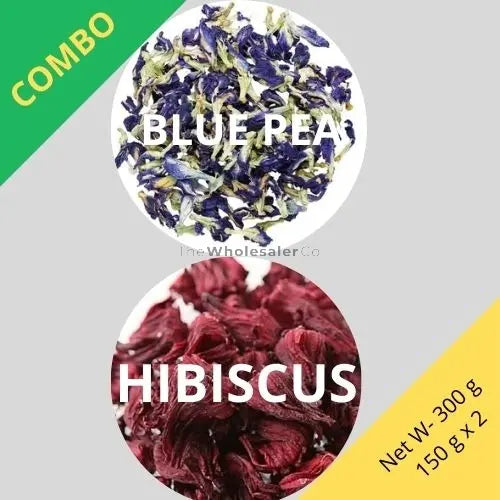 Butterfly Blue Pea & Hibiscus  - Clitoria Ternatea & Hibiscus sabdariffa - Dried Flower Combo | TheWholesalerCo |
