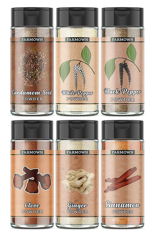 Pure and Exotic Spice Powder - Masala Pack - Cinnamon,Cardamon,Nutmeg,Clove and Black Pepper